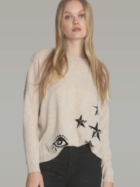 LABEL + thread Sweaters - LABEL+ thread Cashmere Lucky Stars Scoop Neck